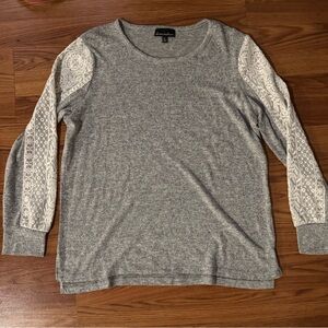 Alison and Rewe Heather Gray Crochet Arm Long Sleeve Sweater Size‎ L